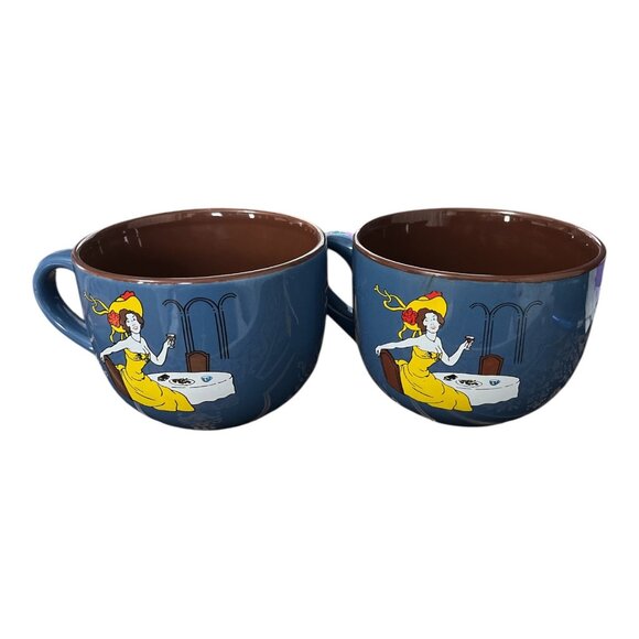 Pair of Café Bohême Coffee Crème Liqueur Mugs – Retro Lady in Yellow – 1990s - Picture 2 of 3